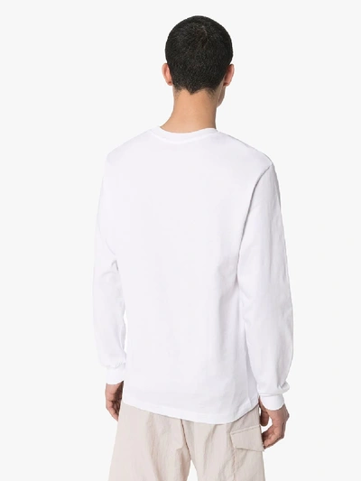 Shop 032c Embroidered Logo Long Sleeve Cotton Top In White
