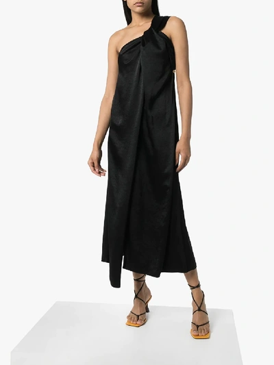 Shop Nanushka Zena One Shoulder Mid-length Gown In Black