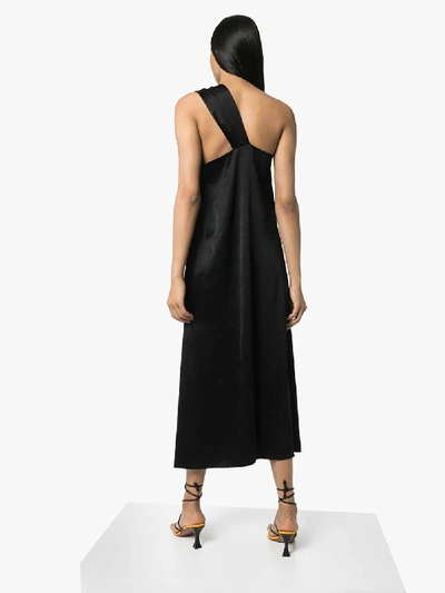 Shop Nanushka Zena One Shoulder Mid-length Gown In Black