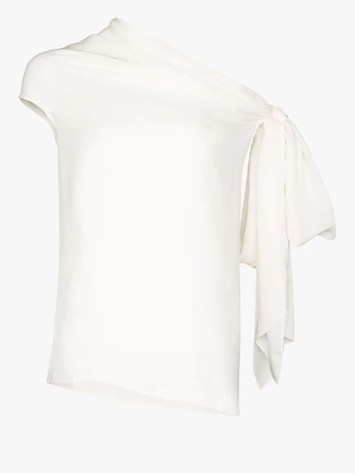 Shop Roland Mouret Orzora Silk Off-the-shoulder Top In White