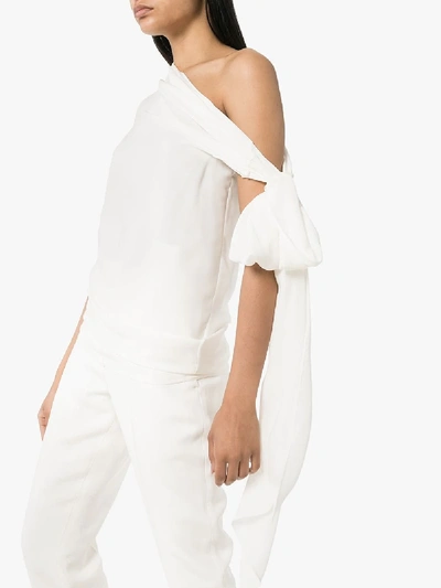 Shop Roland Mouret Orzora Silk Off-the-shoulder Top In White
