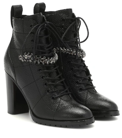 Shop Jimmy Choo Cruz 95 Leather Ankle Boots In Black