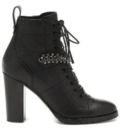 Shop Jimmy Choo Cruz 95 Leather Ankle Boots In Black