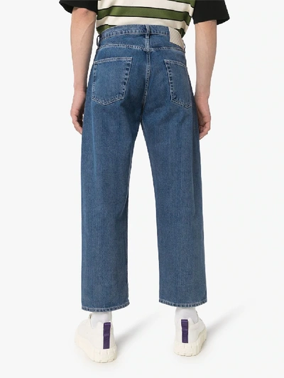Shop Sunnei Mens Blue Classic Cropped Straight Leg Jeans