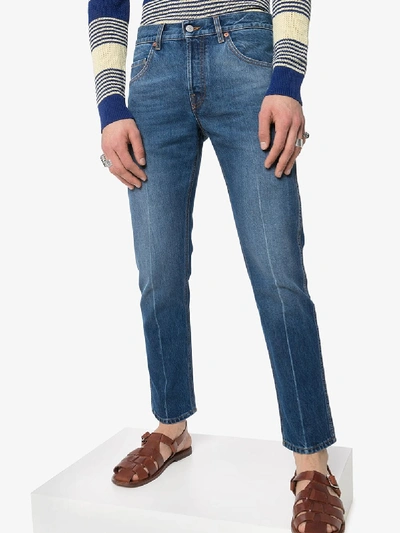Shop Gucci Slim Leg Cropped Jeans In Blue