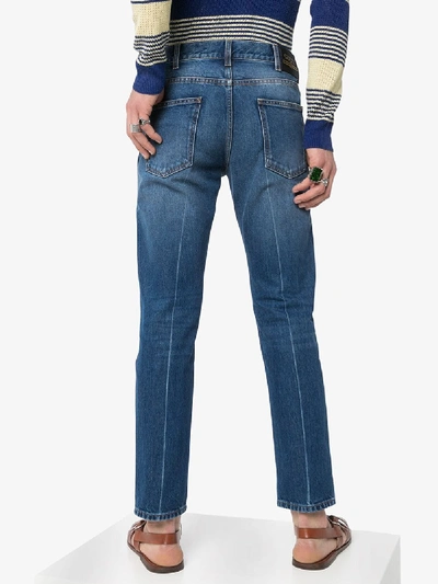 Shop Gucci Slim Leg Cropped Jeans In Blue