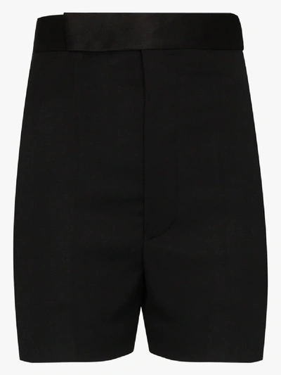 Shop Haider Ackermann High Waist Wool Tuxedo Shorts In Black