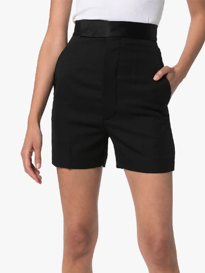 Shop Haider Ackermann High Waist Wool Tuxedo Shorts In Black