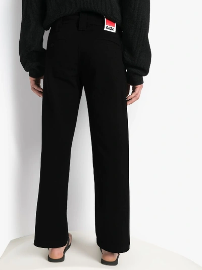 Shop 032c Straight Leg Cotton Trousers In Black