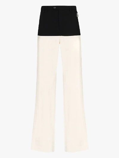 Shop Raf Simons Contrasting Loose Leg Trousers In Black