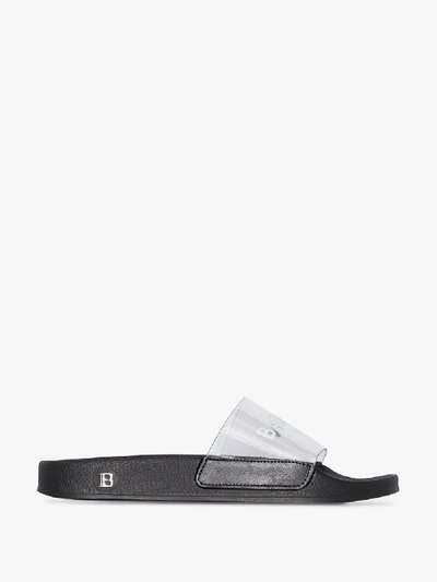 Shop Balmain Black Logo Sandals