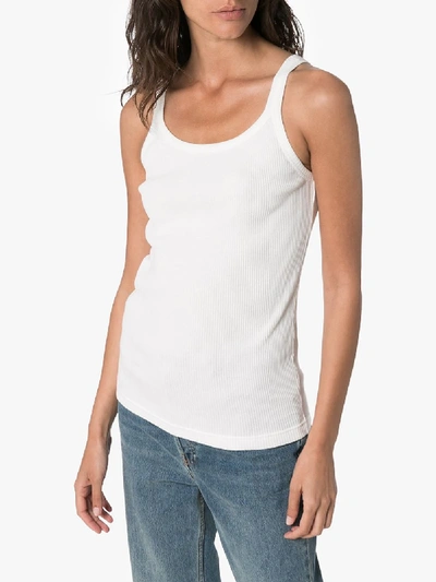 Shop Gucci Ribbed Vest Top In White