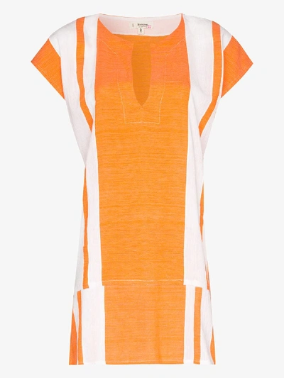 Shop Lemlem Zoya Striped Cotton Tunic In Orange