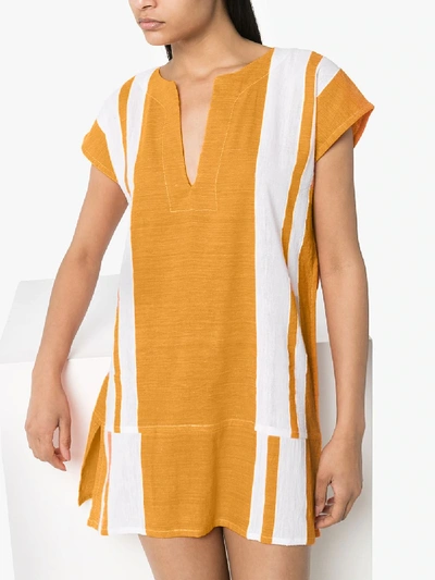 Shop Lemlem Zoya Striped Cotton Tunic In Orange