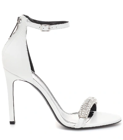 Shop Calvin Klein 205w39nyc Camelle Embellished Leather Sandals In White