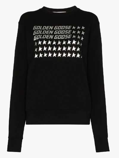 Shop Golden Goose Logo Flag Print Sweatshirt In Black