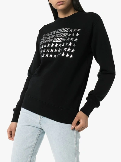 Shop Golden Goose Logo Flag Print Sweatshirt In Black