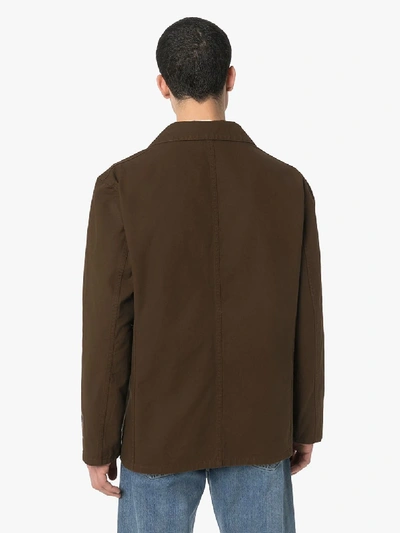 Shop Gucci Mens Brown Single-breasted Cotton Work Jacket