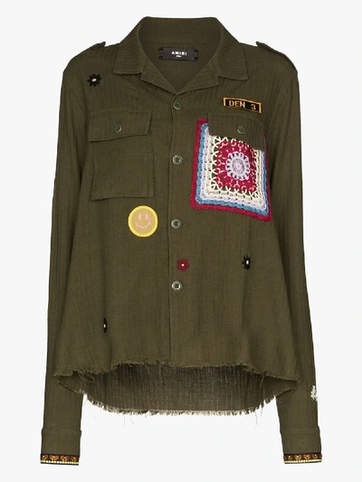 Shop Amiri Appliqué Badge Military Jacket In Green
