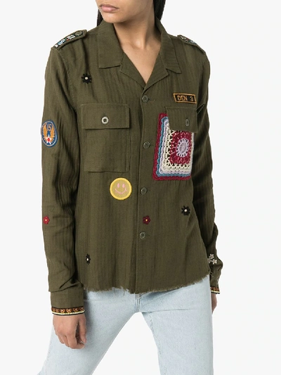 Shop Amiri Appliqué Badge Military Jacket In Green