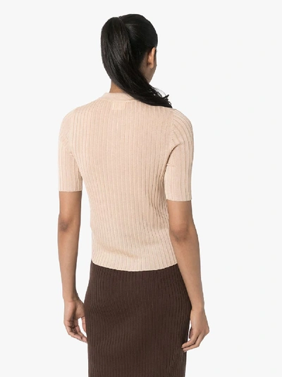 Shop St. Agni Arlo Ribbed Knitted Top In Brown