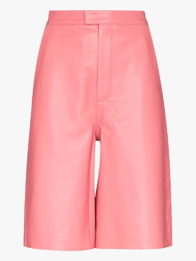 Shop Remain Manu Knee-length Leather Shorts In Pink