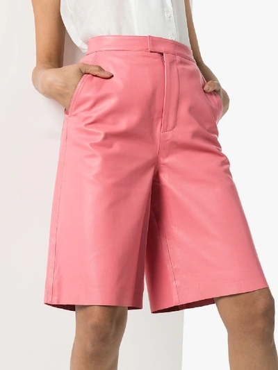 Shop Remain Manu Knee-length Leather Shorts In Pink