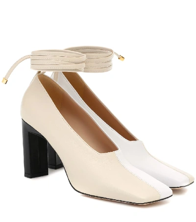Shop Wandler Isa Leather Pumps In White