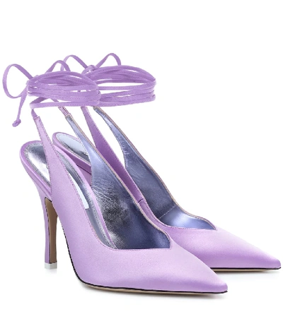 Shop Attico Venus Satin Slingback Pumps In Purple