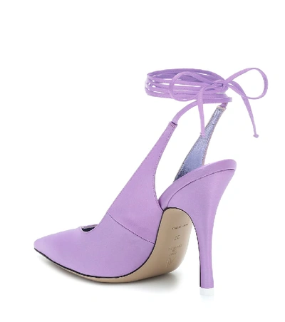 Shop Attico Venus Satin Slingback Pumps In Purple