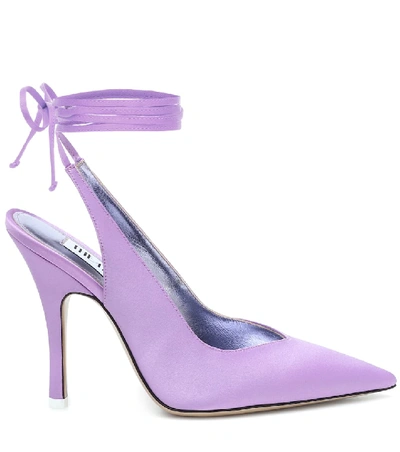 Shop Attico Venus Satin Slingback Pumps In Purple