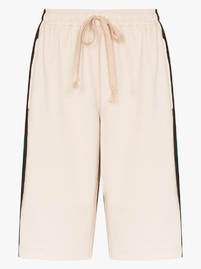 Shop Gucci Side Stripe Track Shorts In Brown