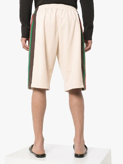 Shop Gucci Side Stripe Track Shorts In Brown