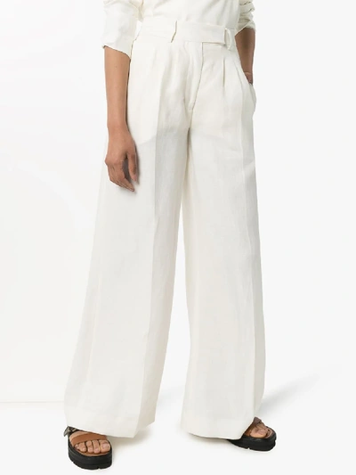 Shop Remain Kit Wide Leg Linen Trousers In White