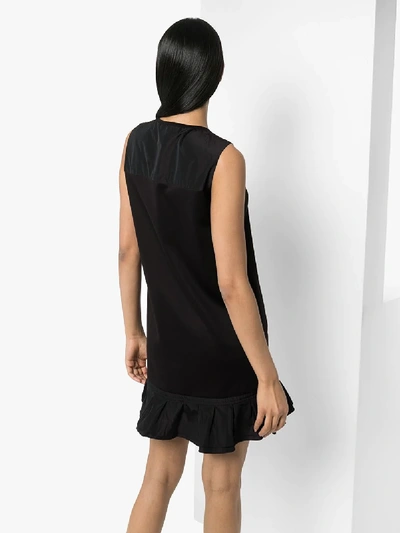 Shop Moncler Abito Ruffled Logo Shift Dress In Black