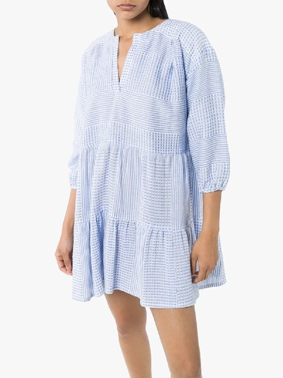 Shop Lemlem Semira Cotton Mini Dress In Blue