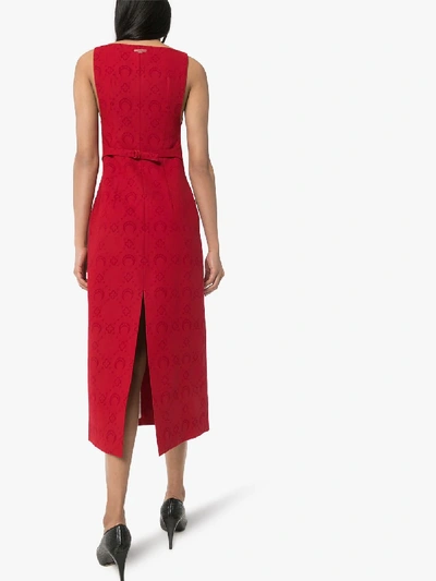 Shop Marine Serre Moonogram Jacquard Tailored Pinafore Dress In Red