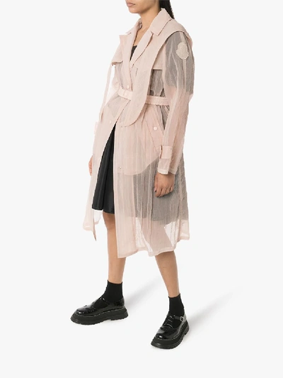 Shop Moncler Perle Sheer Belted Trench Coat In Neutrals