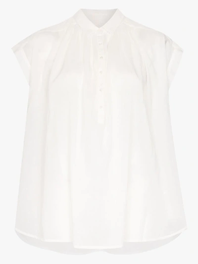 Shop Nili Lotan Oversized Flared Cotton Blouse In White