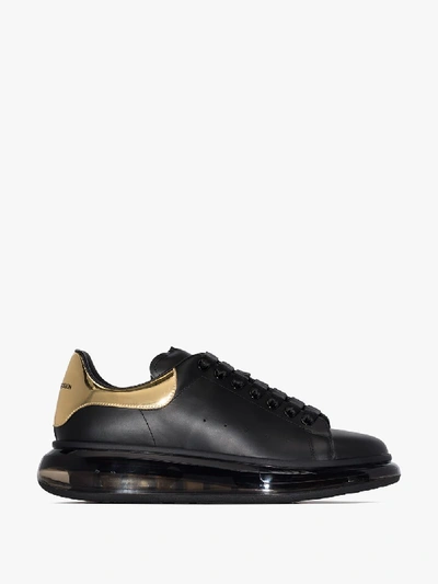 Shop Alexander Mcqueen Black And Gold Oversized Sneakers