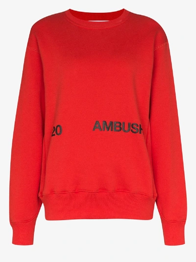 Shop Ambush Logo Print Cotton Sweatshirt In Red