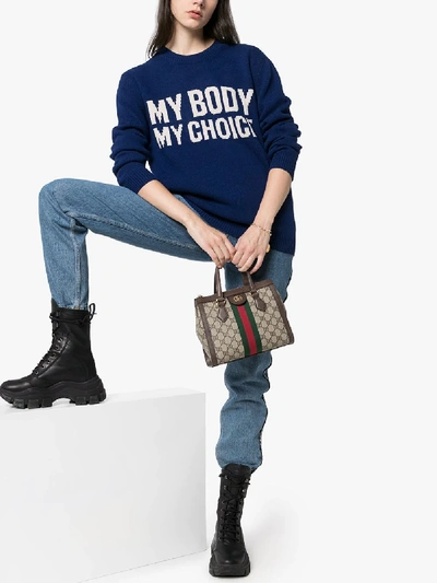 Shop Gucci My Body My Choice Wool Sweater In Blue