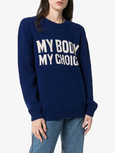 Shop Gucci My Body My Choice Wool Sweater In Blue