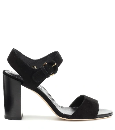 Shop Tod's Suede Sandals In Black