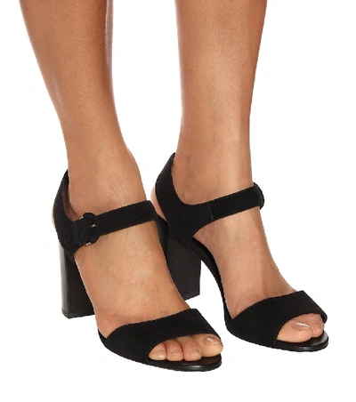 Shop Tod's Suede Sandals In Black