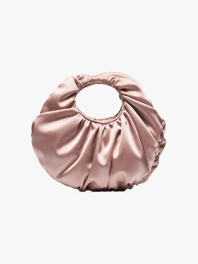 Shop Nanushka Pink Anja Mini Silk Clutch Bag
