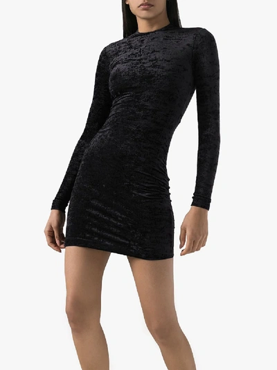 Shop Balenciaga Cycling Shorts Back Crushed Mini Dress - Women's - Velvet In Black