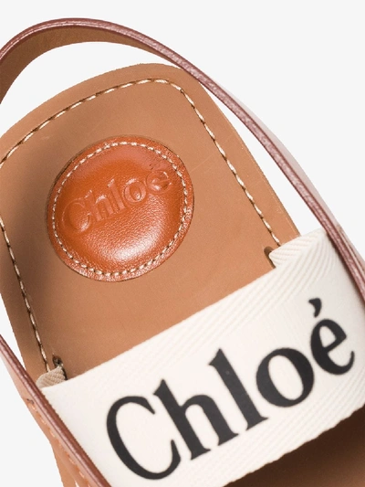 Shop Chloé Brown Woody Leather Sandals