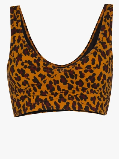 Shop Varley Kellam Leopard-print Sports Bra In Brown