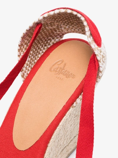 Shop Castaã±er Carina 80 Wedge Espadrilles In Red